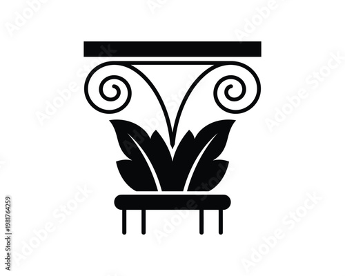 Architectural Column Capital Icon Silhouette