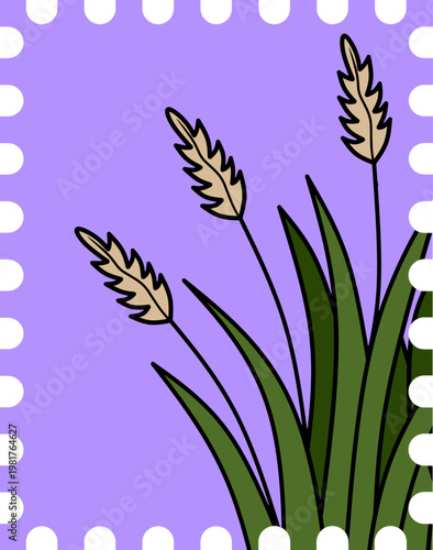 Autumn Wheat Stalks Stamp Ephemera for Scrapbook Decoration