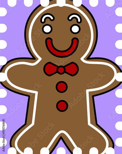 Cute Christmas Cookie Postage Stamp Icon for Holiday Planner