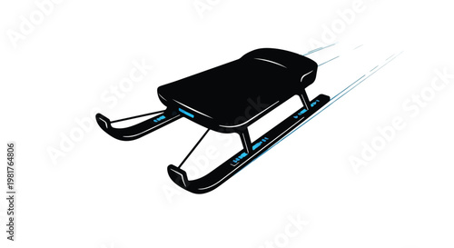 Sled moves rapidly across a snow covered landscape, capturing the essence of winter recreation and the thrill of outdoor seasonal activities in a sleek, modern, and high speed winter design.