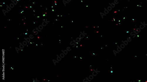 falling blue and orange paper confetti particles, 4k loopable alpha channel overlay.