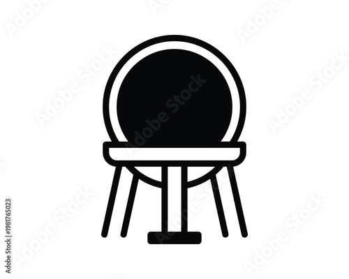 Black and white doppler radar dome icon illustration.
