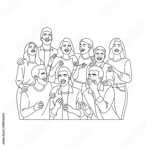 Group of diverse people laughing and enjoying a moment together in unity.