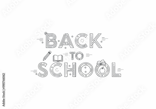 Vector drawing for 'Back to School' with school supplies and educational elements, perfect for back to school designs