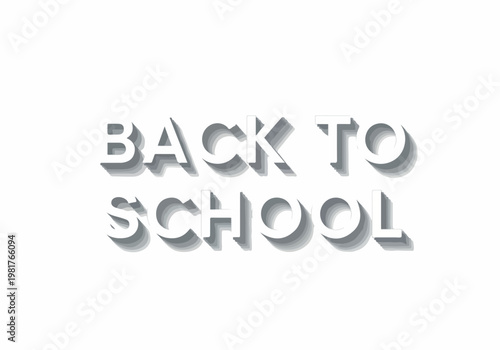 Back to School Vector Drawing with Shadow Effect - White Background