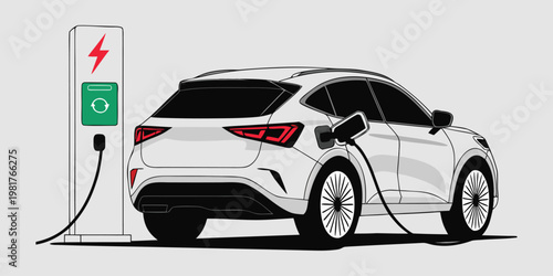 Silver luxury sports car driving fast on a road and a new automobile model in side view isolated on a white background.