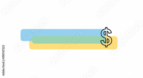 Modern Financial Graphic with Dollar Symbol and Colorful Bars.