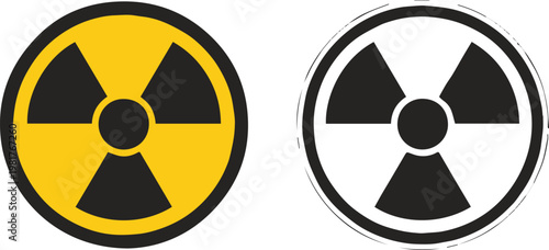 radiation hazard symbol set vector yellow and white trefoil icons