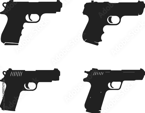 pistol silhouette comparison handgun outline shapes side by side