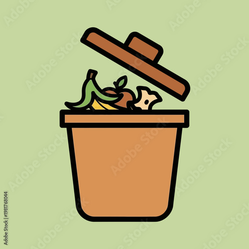 Cartoon trash can with garbage.