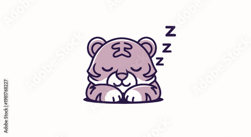 Cute Cartoon Tiger Sleeping Peacefully with Zzz Symbols.