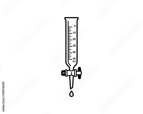 Burette with Stopcock Dispensing Drop, Chemistry Lab Tool, Scientific Equipment