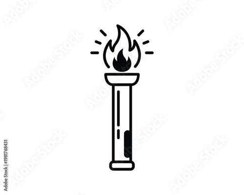 Burning torch icon, olympic flame vector illustration
