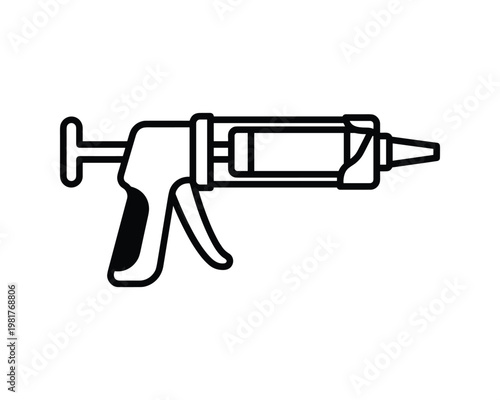Caulking Gun Line Art Vector Illustration Tool