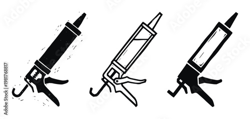 Caulking gun drawing vector illustration construction tool