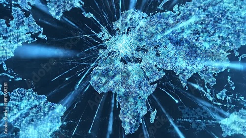 Wallpaper Mural Abstract digital world map showing global data network Torontodigital.ca