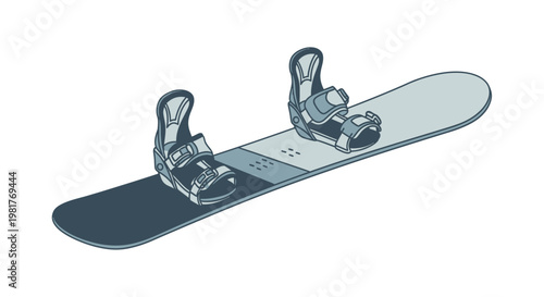 Snowboard with Bindings - Winter Sport Equipment Illustration