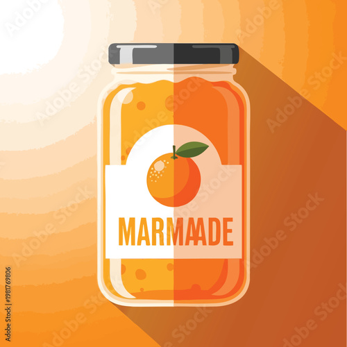 Fresh Homemade Orange Marmalade in a Glass Jar for Breakfast or Cooking