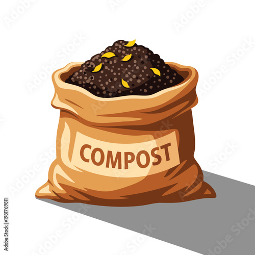 Eco Friendly Organic Compost in a Burlap Bag for Gardening and Sustainable Living