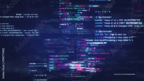 Abstract animated background made from program code