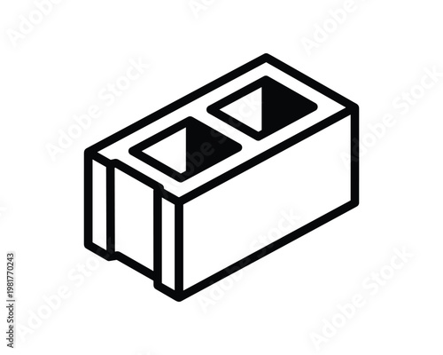 Concrete Block Vector Isometric Illustration Design