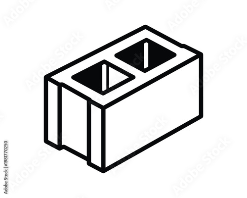Concrete block vector icon. Masonry cinder block illustration