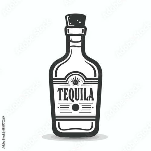 Stylish Illustration of a Tequila Bottle for Beverage and Hospitality Branding