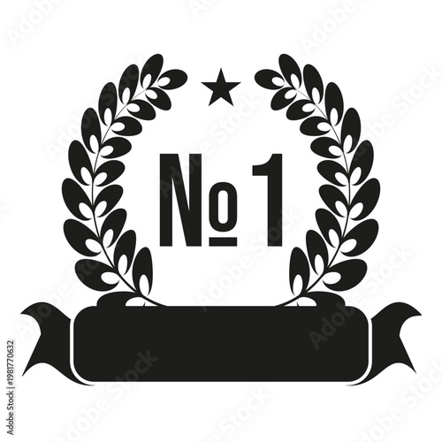 Award vector sign with wreath number 1 elegant ribbon and empty space for text. Ranking Frame template design isolated transparent background. Perfect for product Rating mark. EPS 10