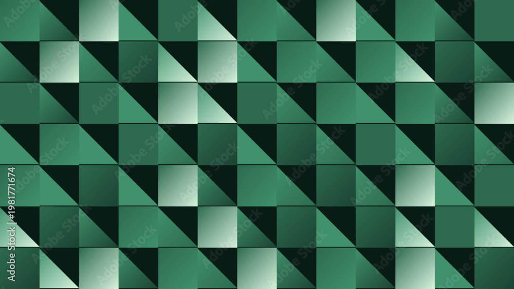 Obraz premium Green Abstract Geometric Triangle and Square Pattern Vector Illustration