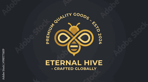 A modern logo design encapsulating the essence of premium quality goods with a creative fusion of nature's elements and a bee symbol to signify harmony and sustainability.