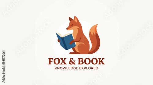 A playful logo depicting a fox reading a book, symbolizing curiosity, knowledge exploration, and the joy of learning, ideal for educational or creative ventures.