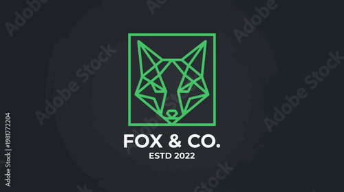 A minimalist geometric logo of a fox, ideal for brands that want to convey cleverness, agility, and a connection to nature, embodying a modern and chic aesthetic.