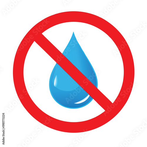 Environmental Conservation Symbol No Water Droplet Icon for Water Saving Campaigns