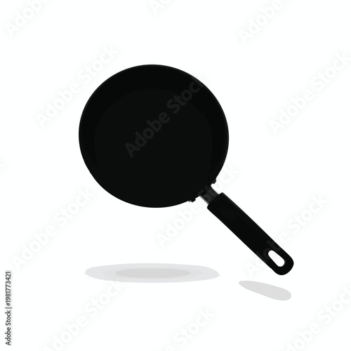 Silhouette of a Kitchen Frying Pan on a White Background