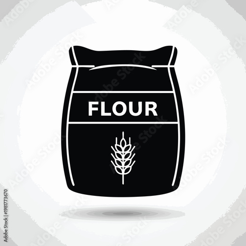 Elegant Illustration of a Flour Bag with Wheat Symbol for Food Packaging Design