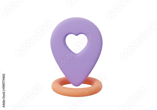 Heart Location Pin Illustration on White Background