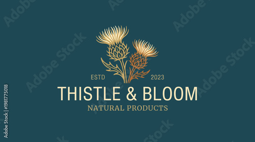 A beautiful illustration of thistles and blooms, capturing the essence of natural beauty, perfect for branding eco-friendly products and natural market offerings.