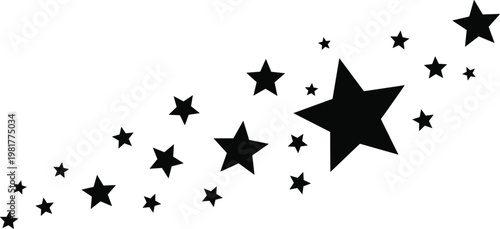 Star silhouettes vector set, black sparkle stars collection, decorative celestial shapes isolated on white background illustration design