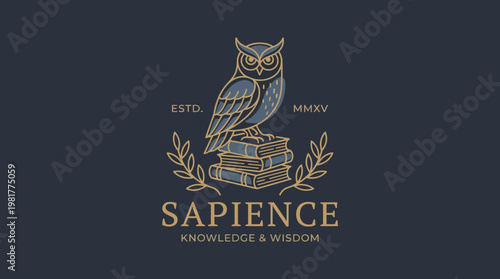 This logo features a wise owl perched on stacked books, symbolizing knowledge and wisdom, designed with elegance and a modern touch for educational themes.