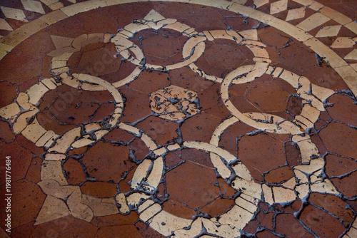 Beautiful tiled floor, Room of Leo X in the Quartieri Monumentali, Palazzo Vecchio, Florence, Tuscany, Italy