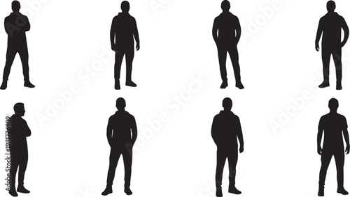 Business team people silhouettes vector illustration of men and professionals standing together in corporate style
