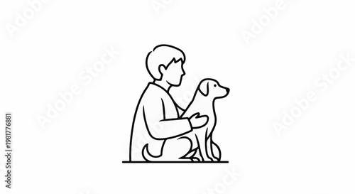 Person petting a sitting dog