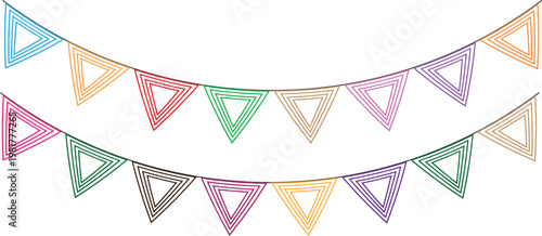 Colorful bunting flags banner with triangular pennants for party celebration decoration