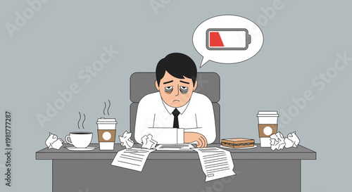 Feeling Exhausted and Overwhelmed? This Illustration Captures the Essence of Burnout and Low Energy