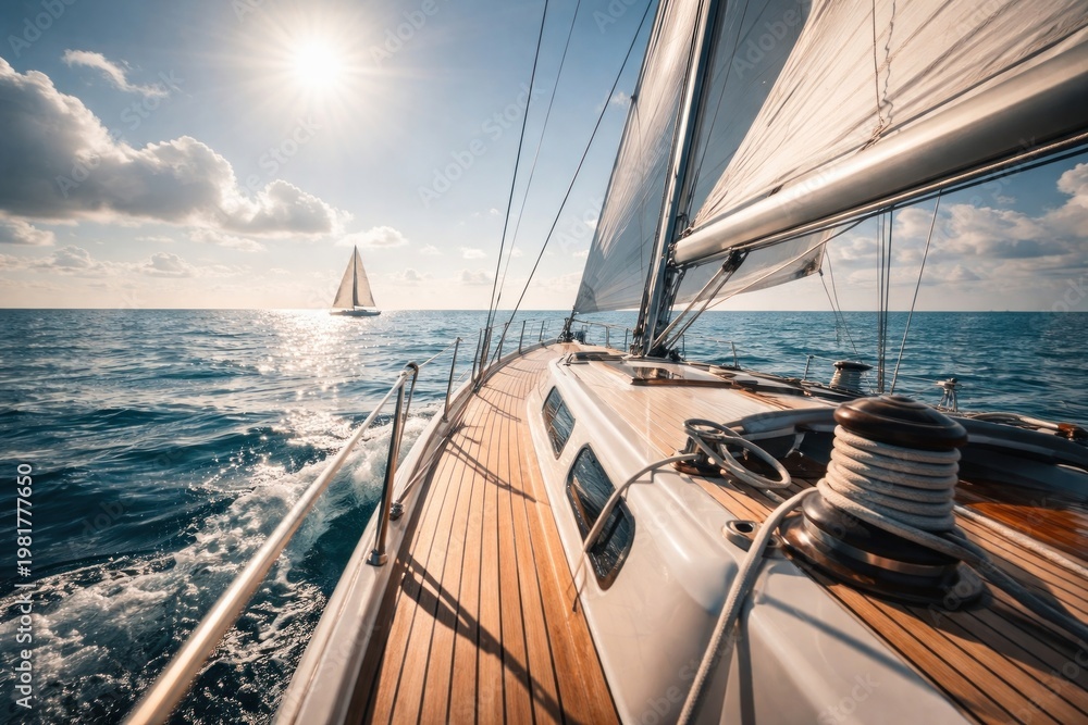Fototapeta premium Sailing adventure on open sea.
