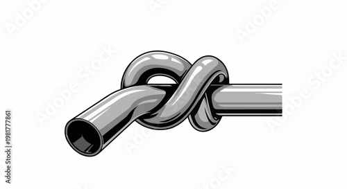 Metallic pipe with a knot tied in its length