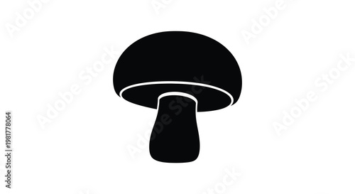 A simple depiction of a mushroom in a stark black silhouette