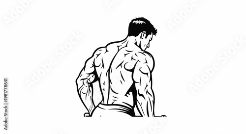 Muscular man from behind, displaying impressive back and arm definition