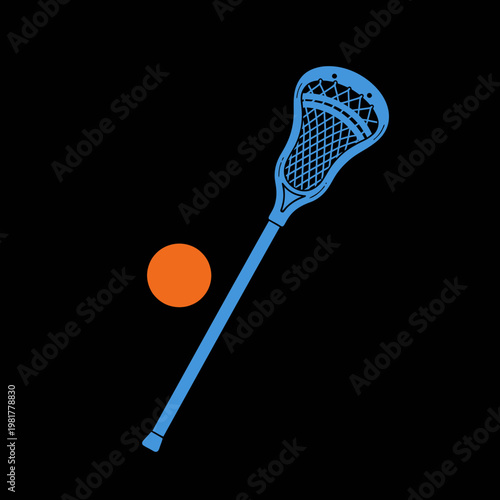 Lacrosse Stick with Orange Ball.