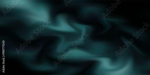 Abstract black background with a very subtle and blurred enveloping cyan and turquoise light.